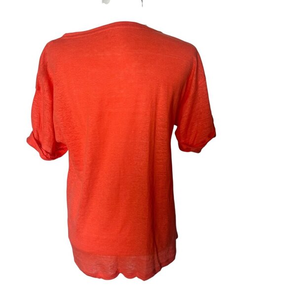 J.Crew 100% Linen Tee Crew Neck Orange Color Size Large - Picture 4 of 10